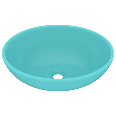 VIDAXL WASHBAIN OVAL 40x33 cm Keramik Matt Hellgrün