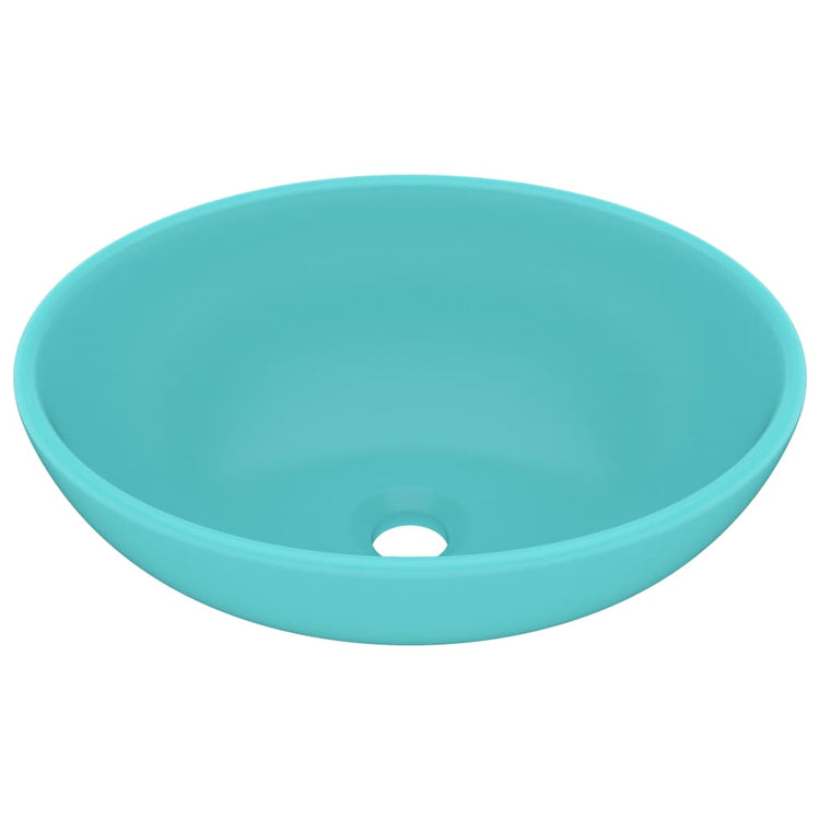 VIDAXL WASHBAIN OVAL 40x33 cm Keramik Matt Hellgrün