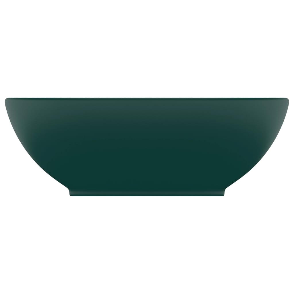VIDAXL WASHBAIN OVAL 40x33 cm Keramik Matt Dunkelgrün