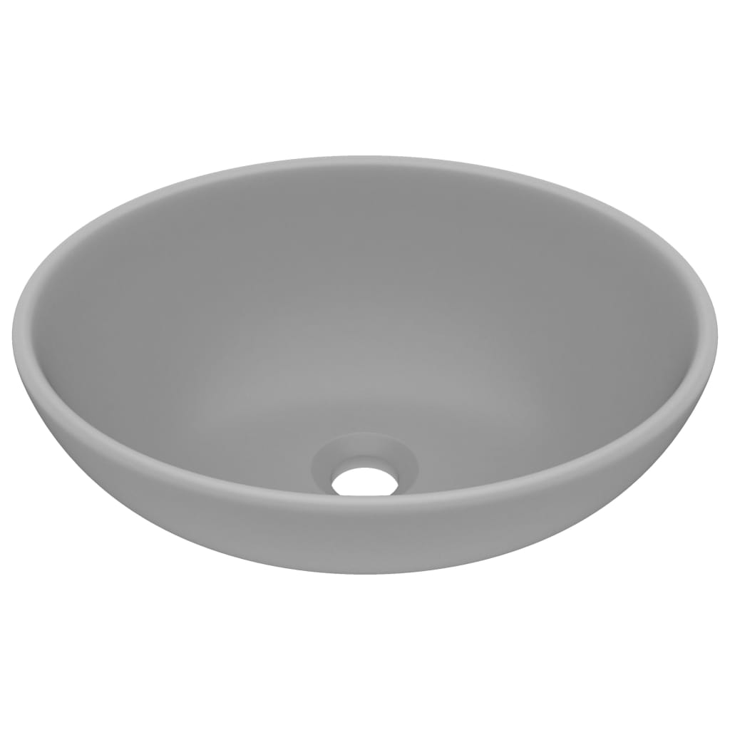 VIDAXL WASHBAIN OVAL 40x33 cm Keramik Matt Hellgrau