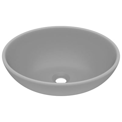 VIDAXL WASHBAIN OVAL 40x33 cm Keramik Matt Hellgrau