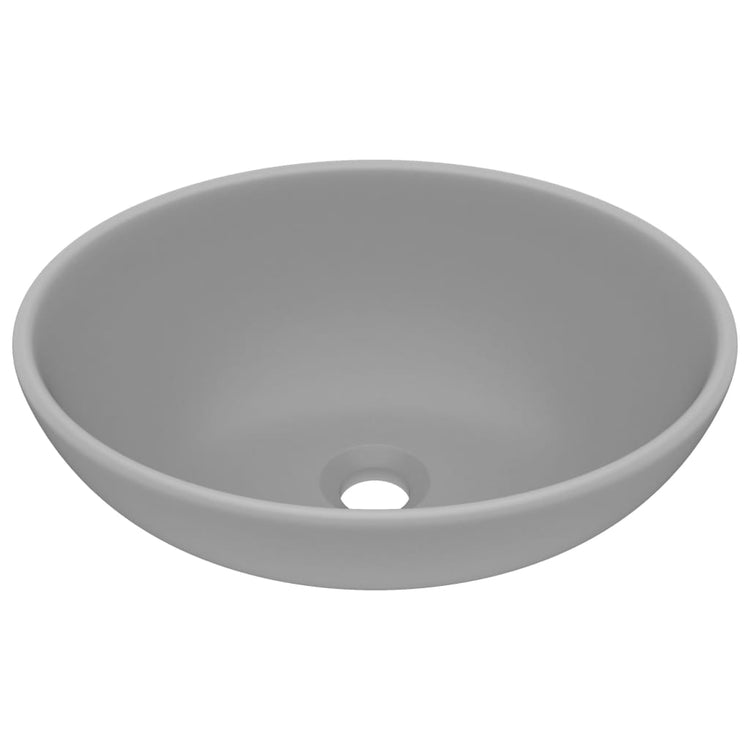 VIDAXL WASHBAIN OVAL 40x33 cm Keramik Matt Hellgrau
