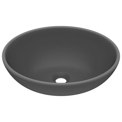 VIDAXL WASHBAIN OVAL 40x33 cm Keramikmatte dunkelgrau