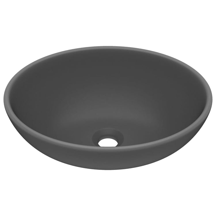 VIDAXL WASHBAIN OVAL 40x33 cm Keramikmatte dunkelgrau