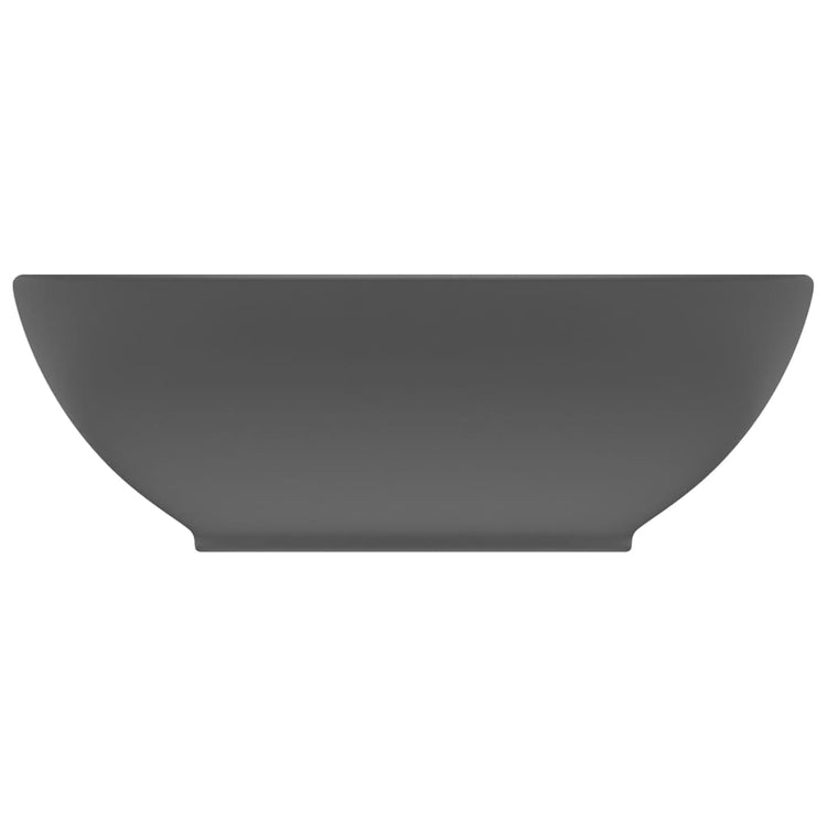 VIDAXL WASHBAIN OVAL 40x33 cm Keramikmatte dunkelgrau