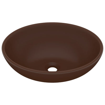 VIDAXL WASHBAIN OVAL 40x33 cm Keramik Matt Dunkelbraun