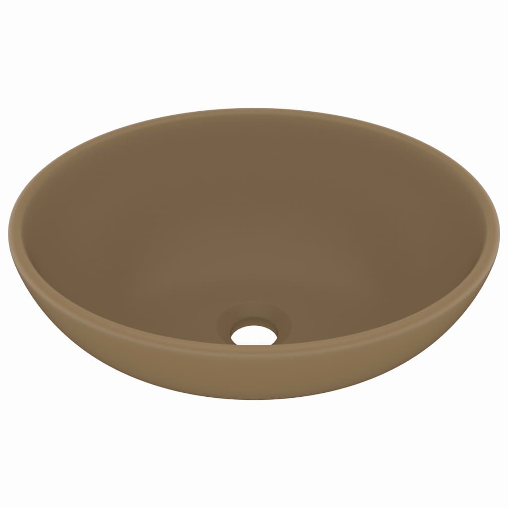 VIDAXL WASHBAIN OVAL 40x33 cm Keramikmattencreme