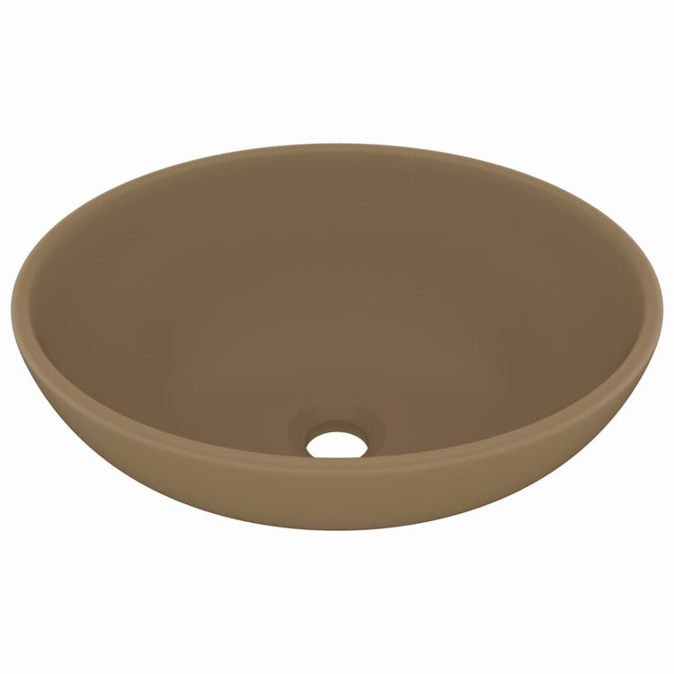 VIDAXL WASHBAIN OVAL 40x33 cm Keramikmattencreme