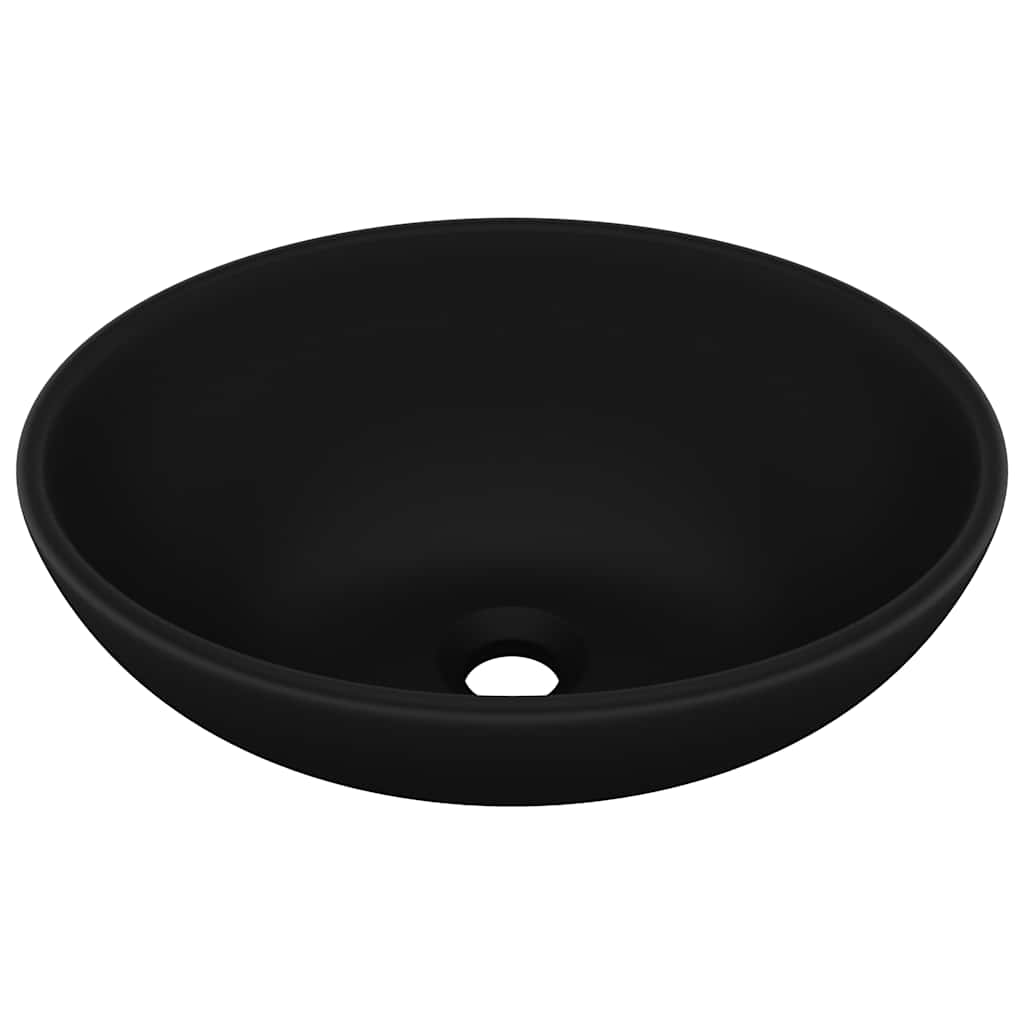 VIDAXL WASHBAIN OVAL 40x33 cm Keramikmattschwarz