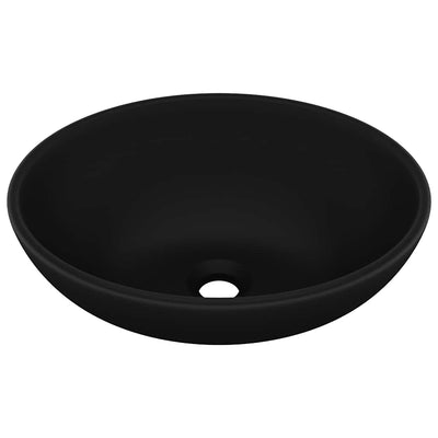 VIDAXL WASHBAIN OVAL 40x33 cm Keramikmattschwarz