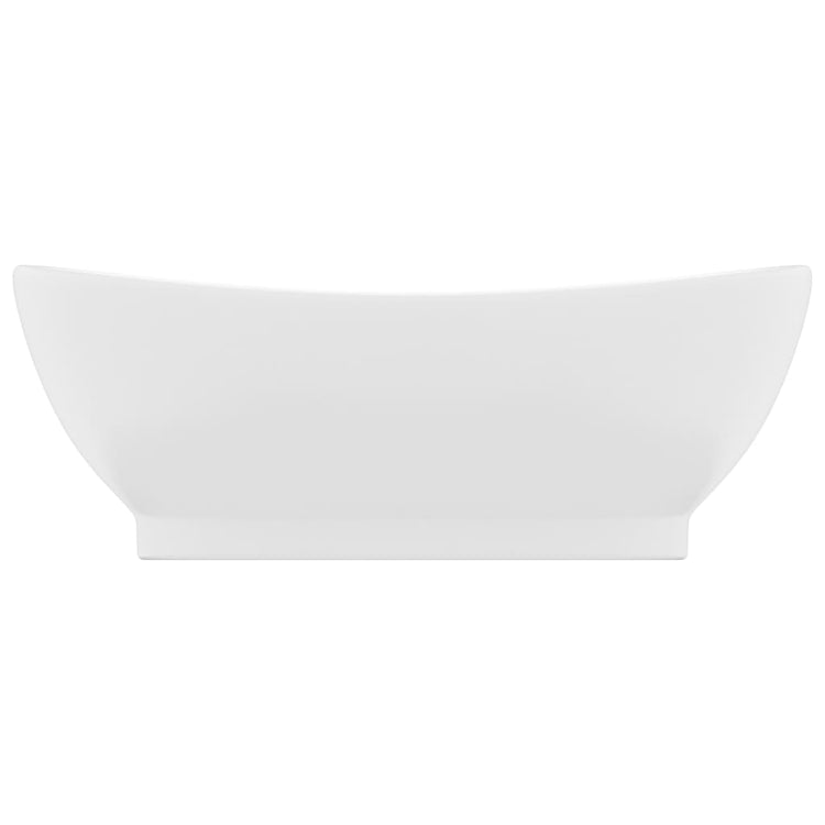 Vidaxl -Waschbecken mit Landung oval 58,5 x 39 cm Keramikmatte Weiß