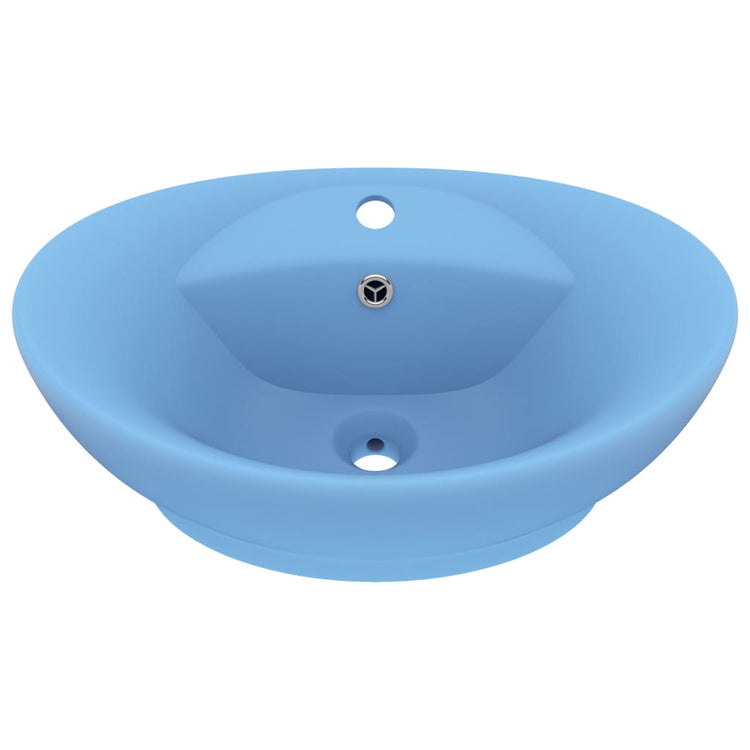 Vidaxl -Waschbecken mit Landung oval 58,5 x 39 cm Keramik Matt Hellblau