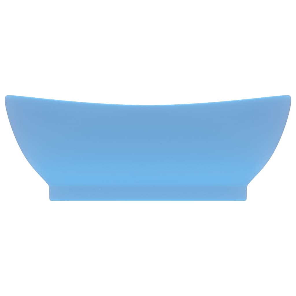 Vidaxl -Waschbecken mit Landung oval 58,5 x 39 cm Keramik Matt Hellblau