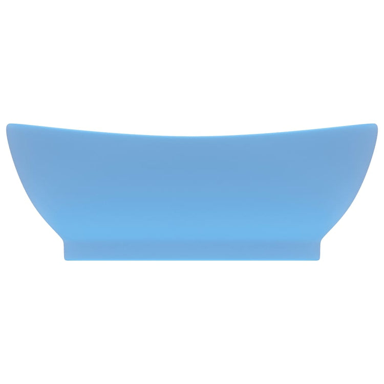 Vidaxl -Waschbecken mit Landung oval 58,5 x 39 cm Keramik Matt Hellblau