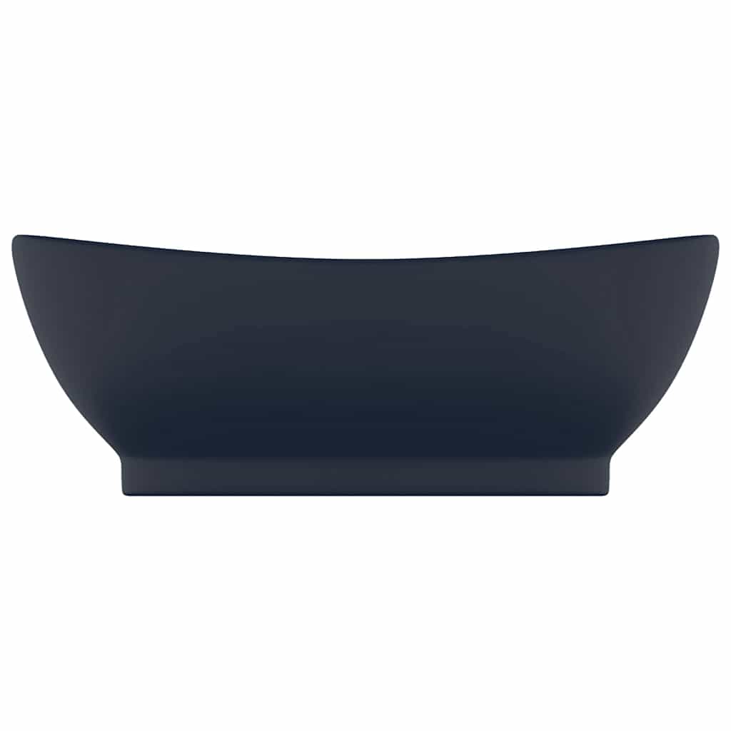 Vidaxl -Waschbecken mit Landung oval 58,5 x 39 cm Keramik Matt Dunkelblau