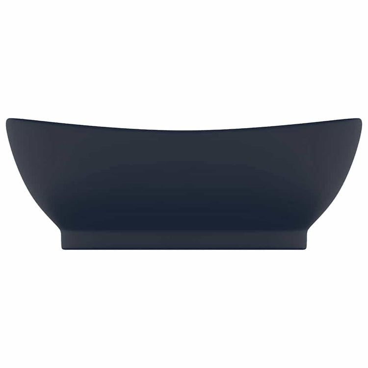 Vidaxl -Waschbecken mit Landung oval 58,5 x 39 cm Keramik Matt Dunkelblau