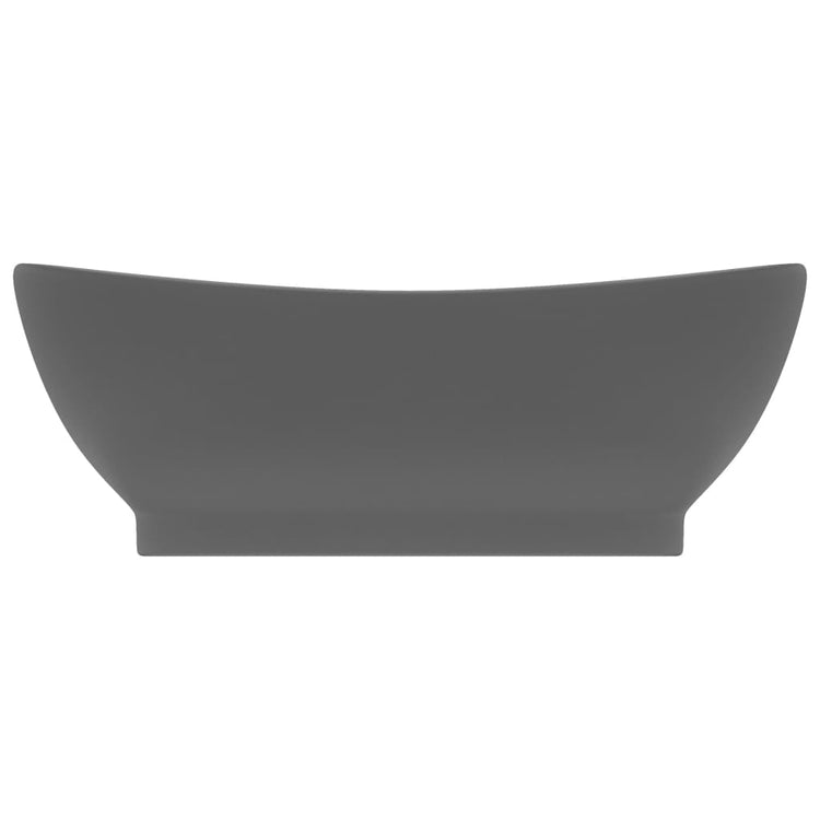 Vidaxl -Waschbecken mit Landung oval 58,5 x 39 cm Keramik Matt Dunkelgrau