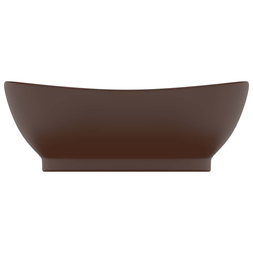 Vidaxl -Waschbecken mit Landung oval 58,5 x 39 cm Keramik Matt Dunkelbraun