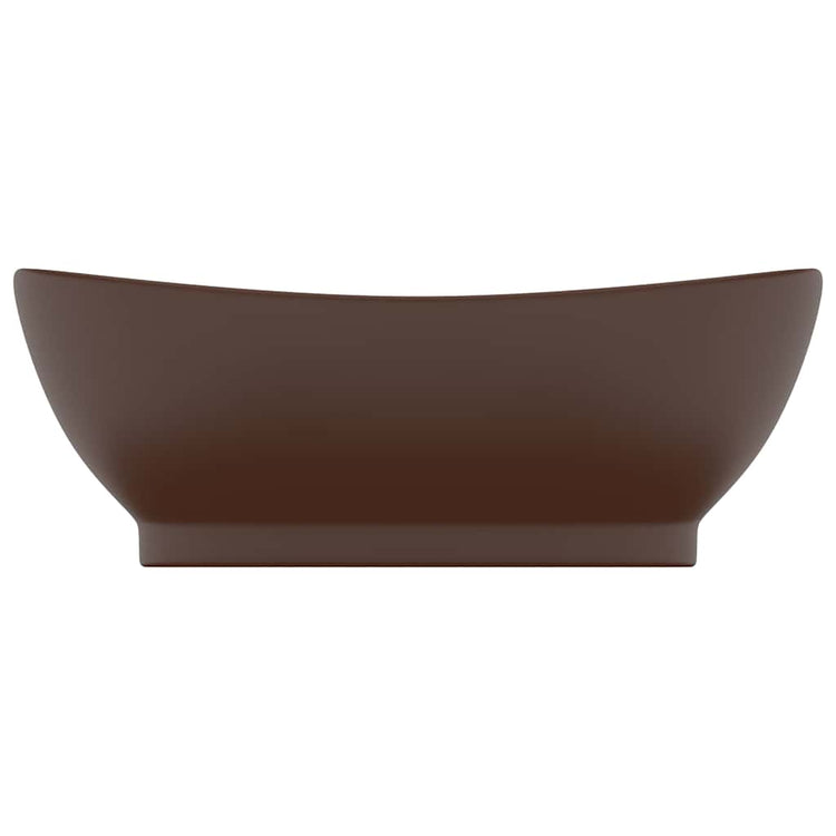 Vidaxl -Waschbecken mit Landung oval 58,5 x 39 cm Keramik Matt Dunkelbraun