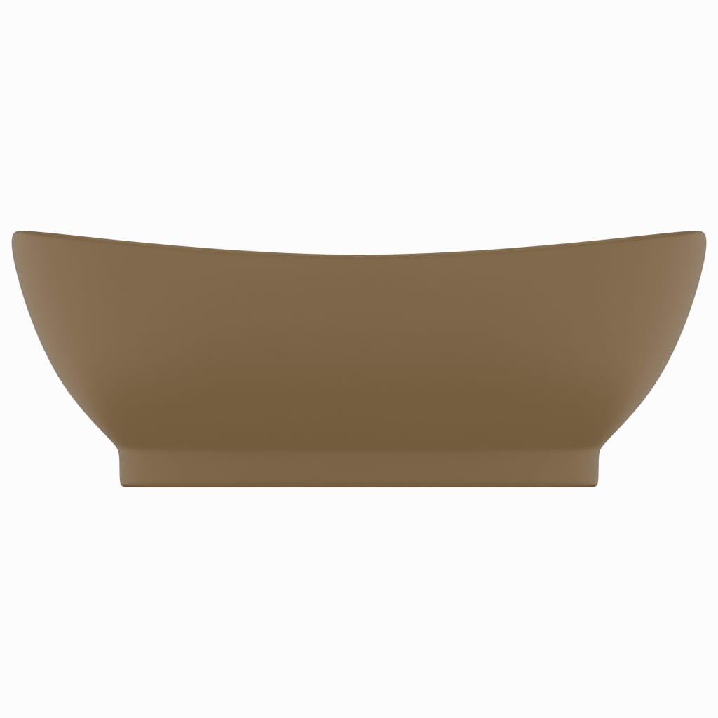 Vidaxl -Waschbecken mit Landung oval 58,5 x 39 cm Keramikmattencreme