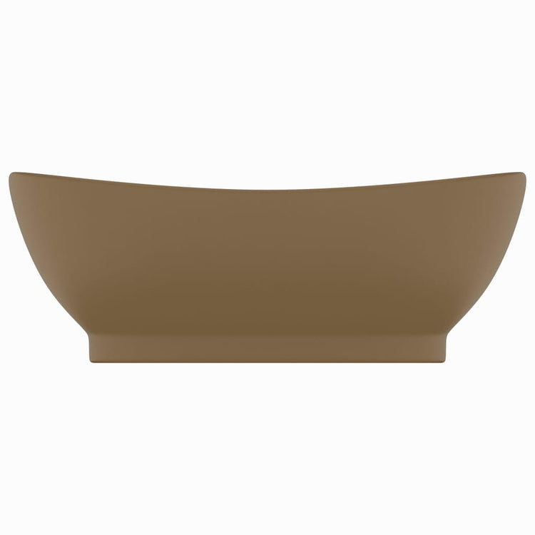 Vidaxl -Waschbecken mit Landung oval 58,5 x 39 cm Keramikmattencreme