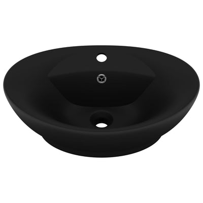 VIDAXL WASHBAIN mit Landung Oval 58,5 x 39 cm Keramikmattschwarz