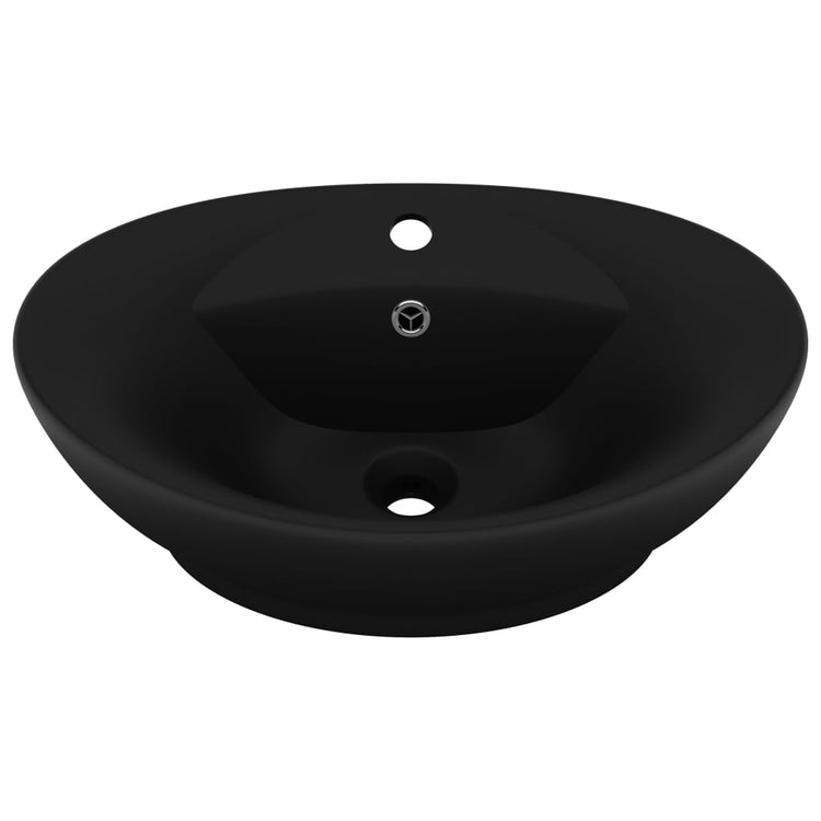 VIDAXL WASHBAIN mit Landung Oval 58,5 x 39 cm Keramikmattschwarz
