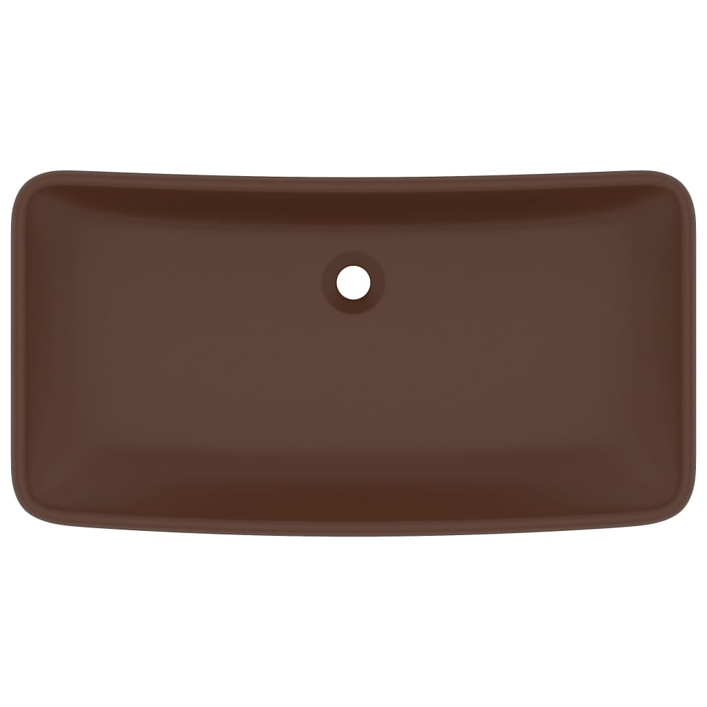 VIDAXL WASHBAIN RETTANGULAR 71 x 38 cm Keramik Matt Dunkelbraun