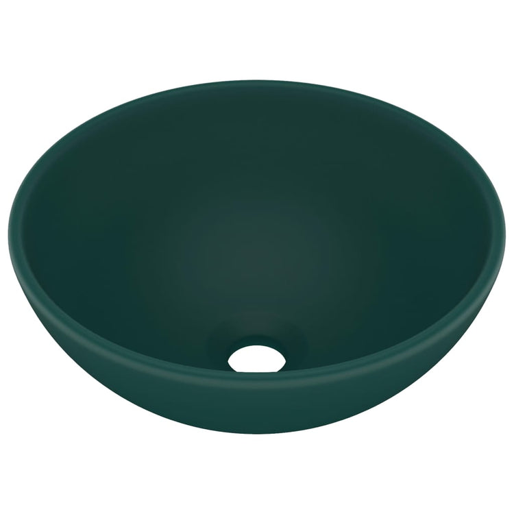 Vidaxl Washbeasin rund 32,5 x 14 cm Keramikmatte dunkelgrün