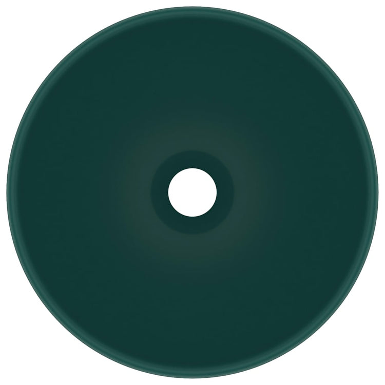 Vidaxl Washbeasin rund 32,5 x 14 cm Keramikmatte dunkelgrün