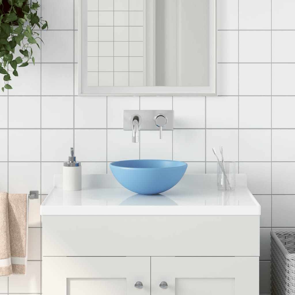 Vidaxl Washbeasin rund Keramikhellblau