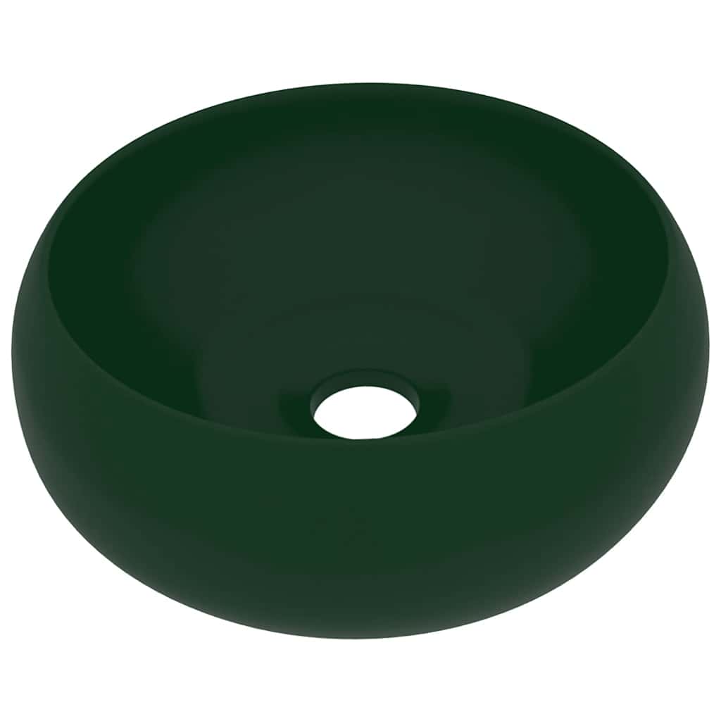 Vidaxl Washbeasin rund 40x15 cm Keramikmatte dunkelgrün