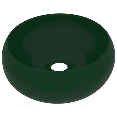 Vidaxl Washbeasin rund 40x15 cm Keramikmatte dunkelgrün