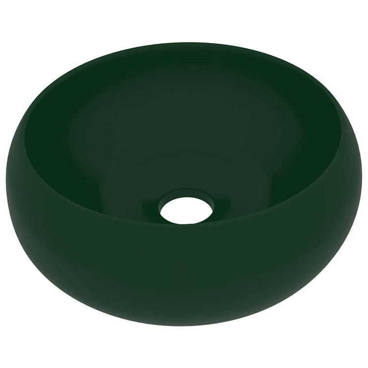 Vidaxl Washbeasin rund 40x15 cm Keramikmatte dunkelgrün