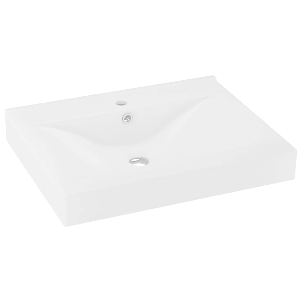 VIDAXL WASHBAIN mit TAP -Loch 60x46 cm Keramikmatte Weiß