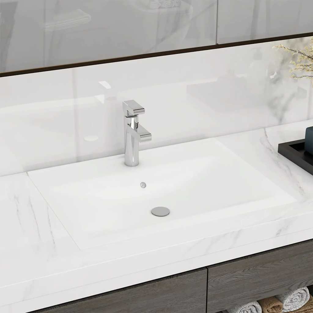 VIDAXL WASHBAIN mit TAP -Loch 60x46 cm Keramikmatte Weiß
