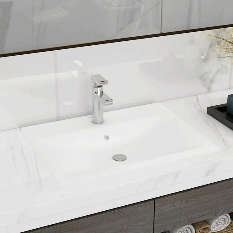 VIDAXL WASHBAIN mit TAP -Loch 60x46 cm Keramikmatte Weiß