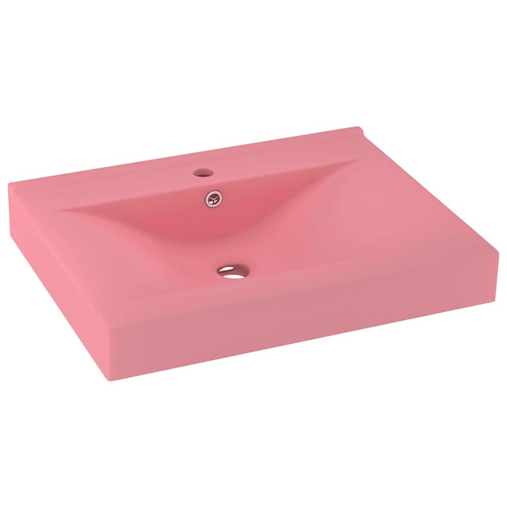 VIDAXL WASHBAIN mit TAP -Loch 60x46 cm Keramik Sole Pink