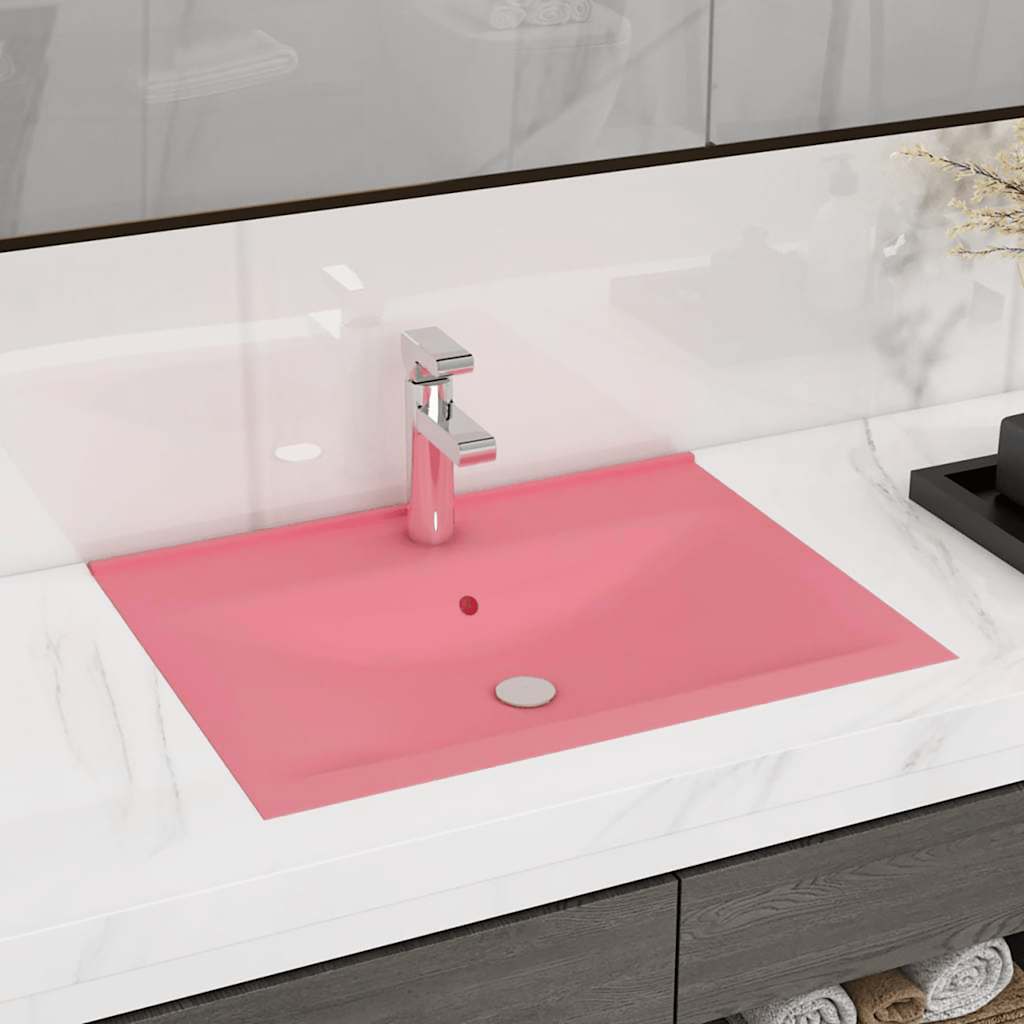 VIDAXL WASHBAIN mit TAP -Loch 60x46 cm Keramik Sole Pink