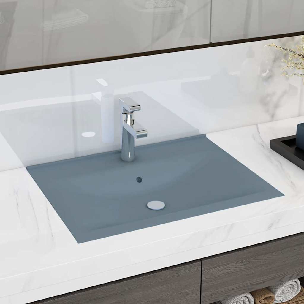 Vidaxl -Waschbecken mit Tap -Loch 60x46 cm Keramik Matt Hellblau