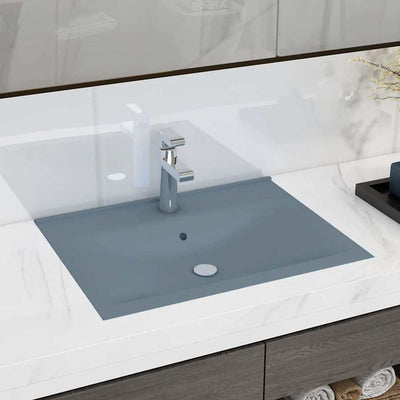 Vidaxl -Waschbecken mit Tap -Loch 60x46 cm Keramik Matt Hellblau