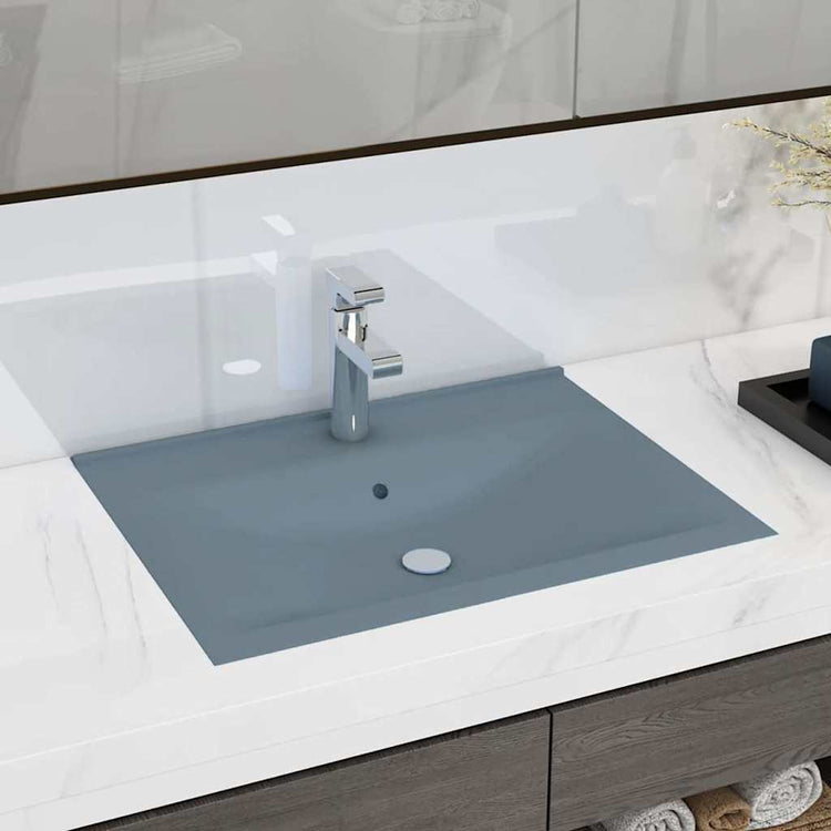 Vidaxl -Waschbecken mit Tap -Loch 60x46 cm Keramik Matt Hellblau