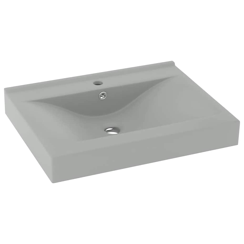 Vidaxl -Waschbecken mit Tap -Loch 60x46 cm Keramik Matt Hellgrau