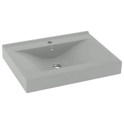 Vidaxl -Waschbecken mit Tap -Loch 60x46 cm Keramik Matt Hellgrau