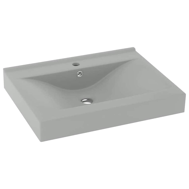 Vidaxl -Waschbecken mit Tap -Loch 60x46 cm Keramik Matt Hellgrau