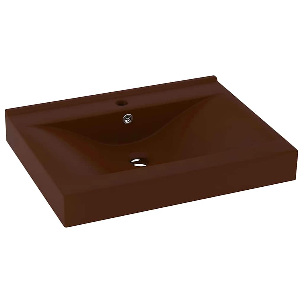 Vidaxl -Waschbecken mit Tap -Loch 60x46 cm Keramik Matt Dunkelbraun