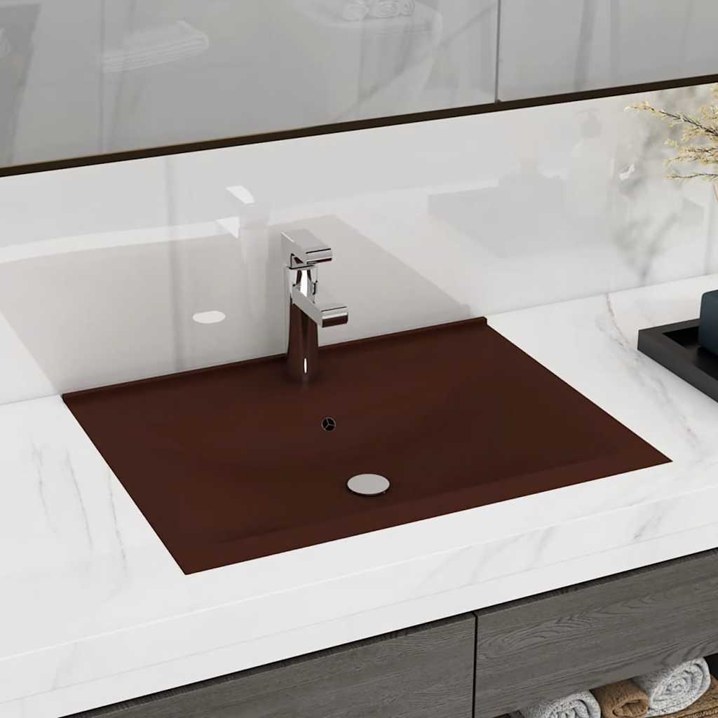 Vidaxl -Waschbecken mit Tap -Loch 60x46 cm Keramik Matt Dunkelbraun
