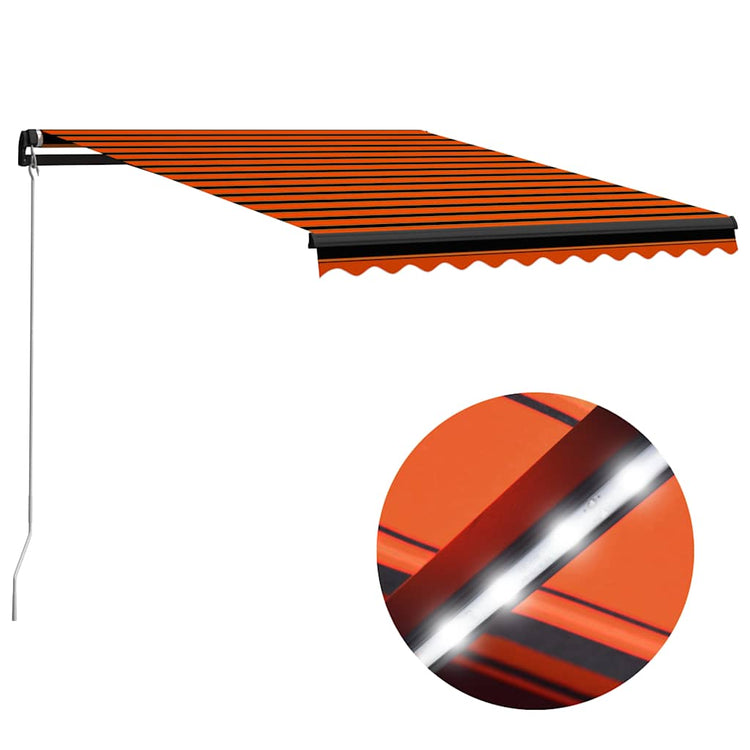 Vidaxl Luifel manuell ausziehbar mit LED 300x250 cm Orange und Braun