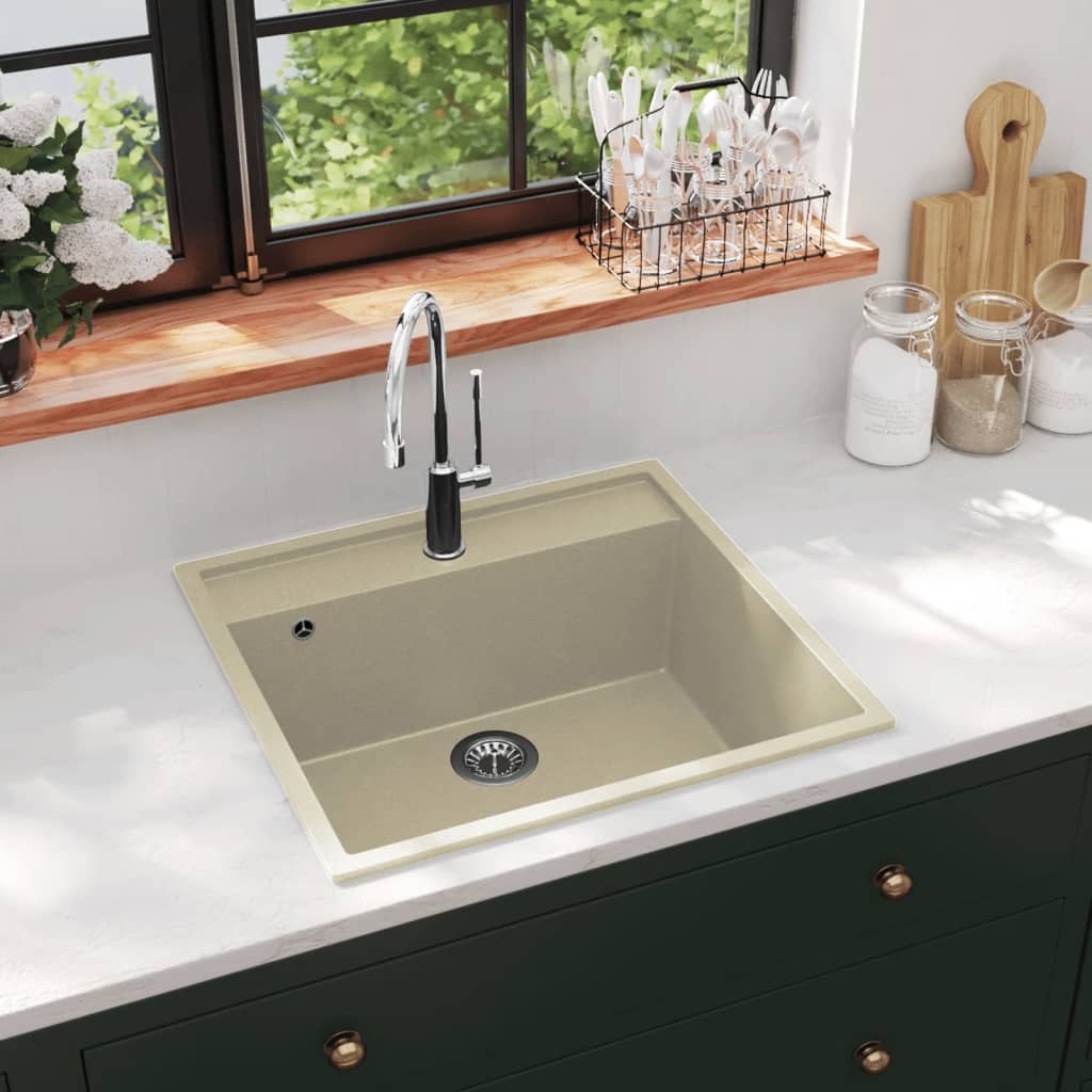 Vidaxx Waschbecken mit Überlaufloch Granitbeige