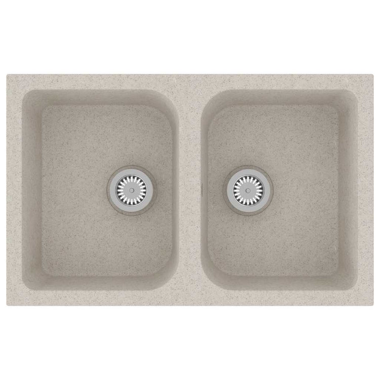 Vidaxx Küchenspüle Beige 76 x 48 x 30 cm Quarz und Harz